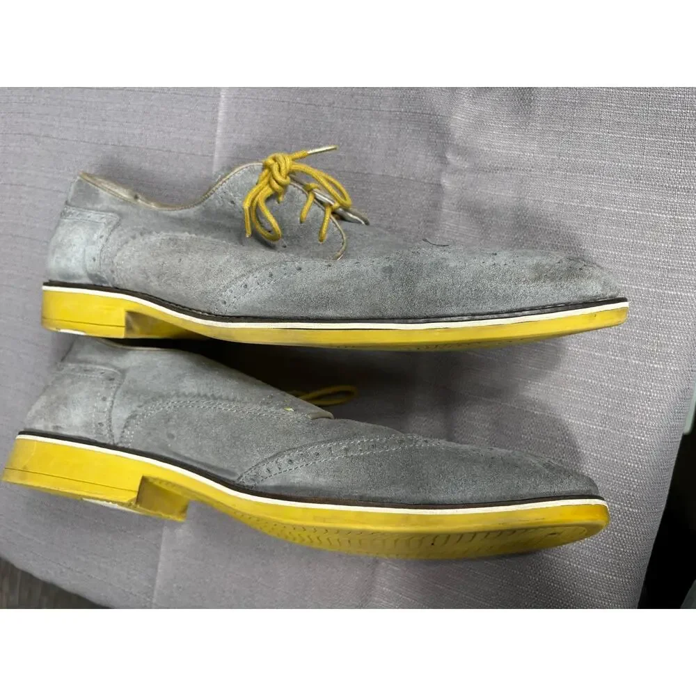 Kenneth Cole New York Shoes Mens Size 13 Gray Suede Wingtip Brogue Social Ladder
